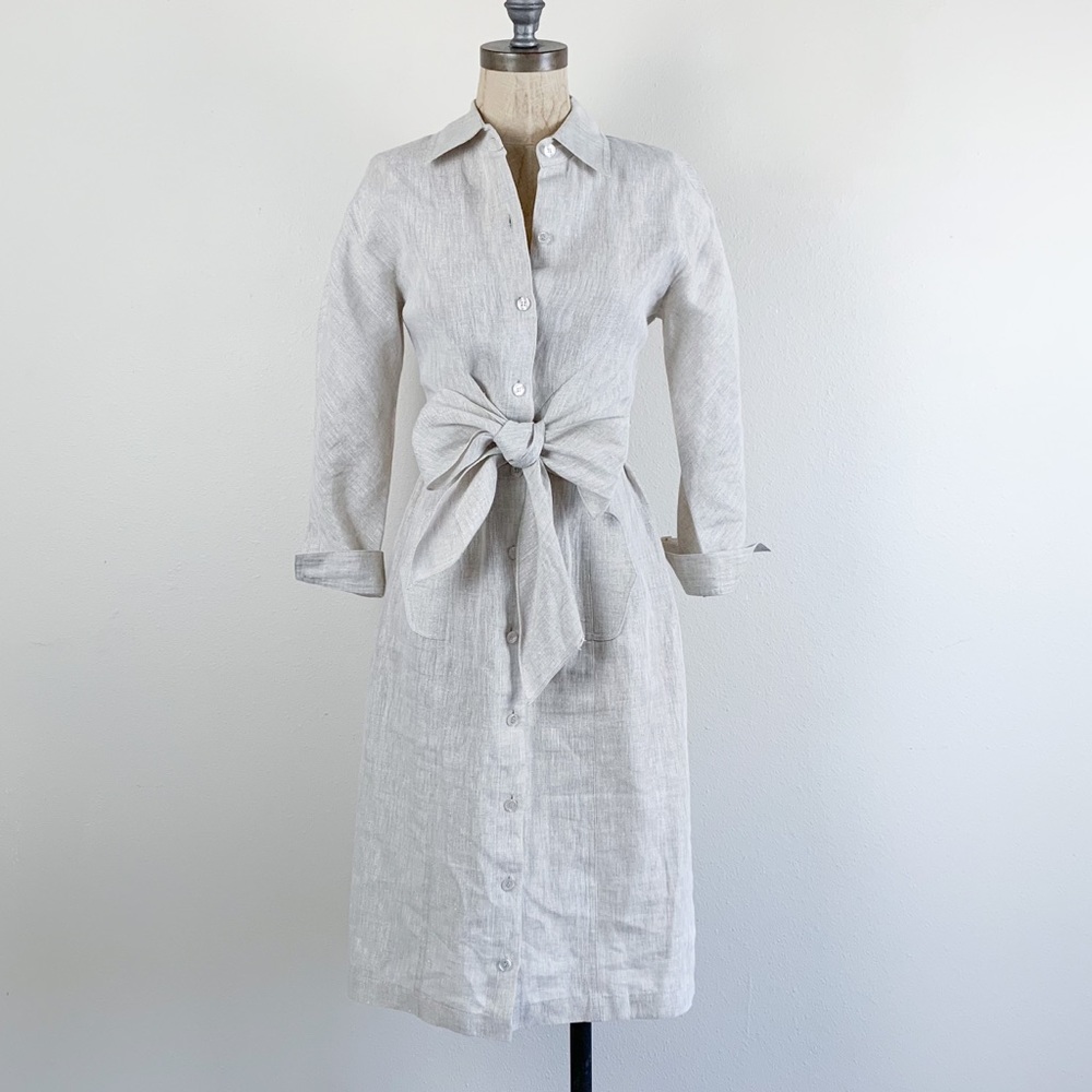Rickie Freeman Teri John Linen Metallic Dress